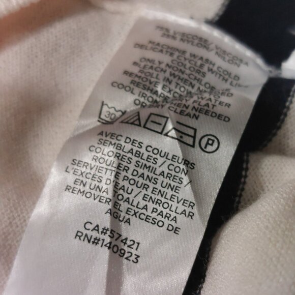 LOFT Petites Cream Black Pink Striped Long Sleeves Knit Top - Size Medium (MP) - Picture 11 of 11